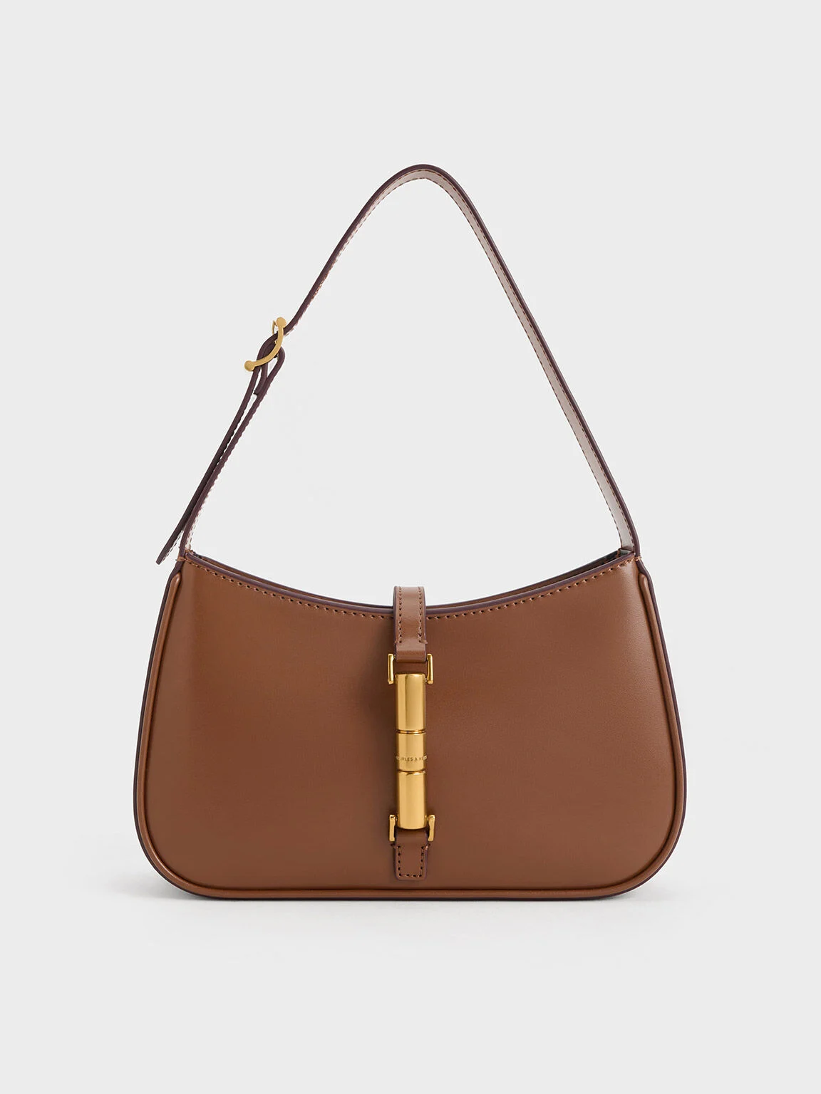 cesia metallic accent shoulder bag chocolate