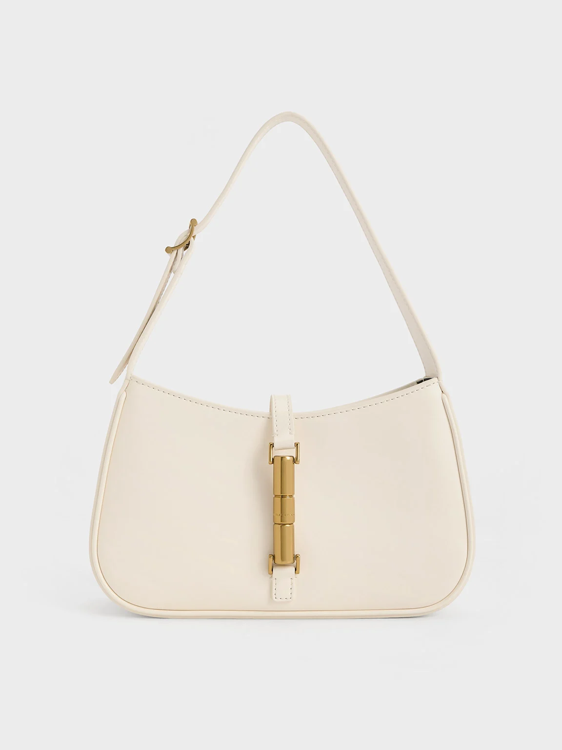 cesia metallic accent shoulder bag cream